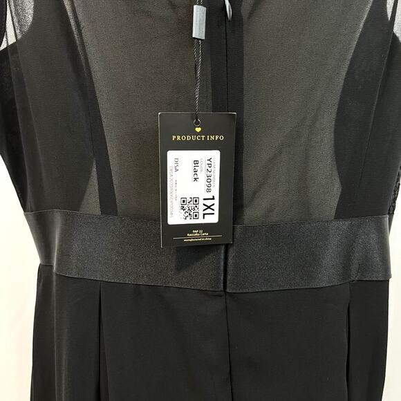 Miss May black formal maxi gown sleeveless lace sequins 1XL - Picture 7 of 12